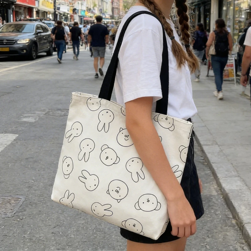 

Hot Cute Miffy Series Fashion Canvas Bag Cartoon Creativity Exquisite Print High-capacity Single Shoulder Bag Girls Gift