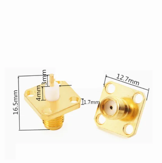 10pcs SMA female diamond-shaped two-hole square plate four-hole square plate microstrip power divider RF connector chassis