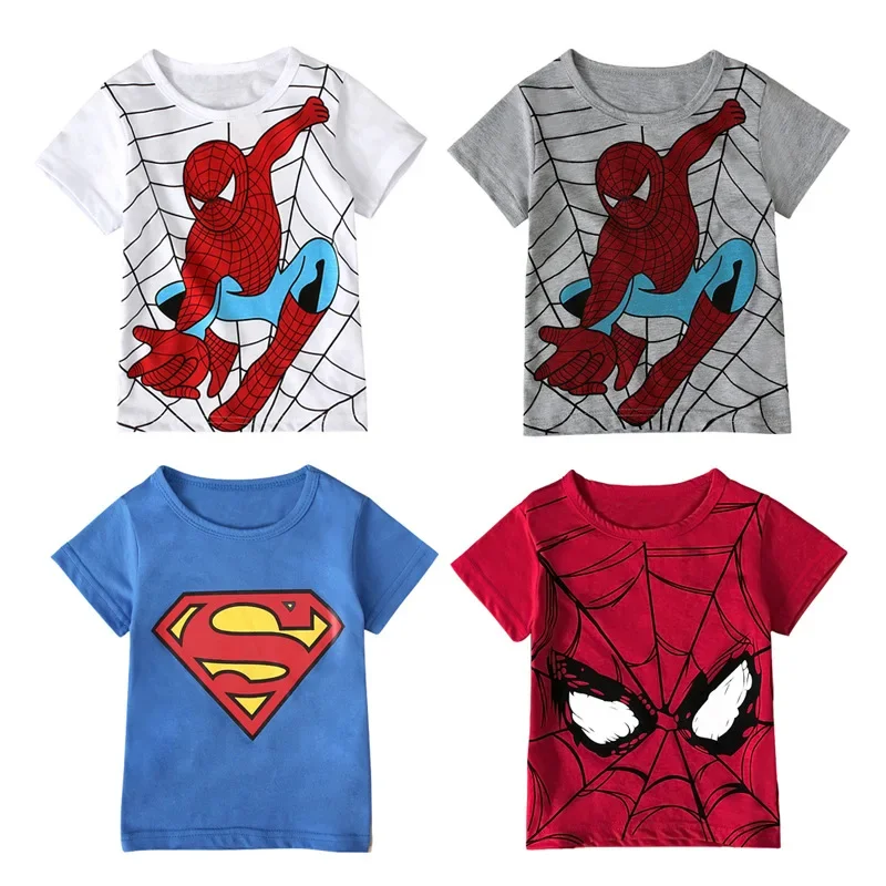 2024 Summer T-shirt Children Clothes Kawaii Superman T Shirts Anime Casual Clothes Kid Girl Boy Cartoons Top Tee Shirt Children