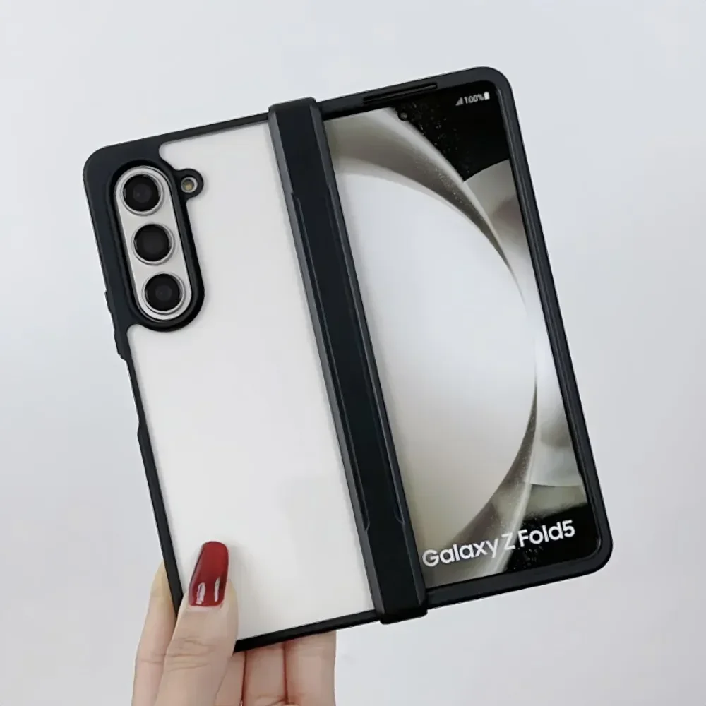 For Samsung Galaxy Z Fold 6 5 4 Case Matte Skin Friendly Transparent Hinge All-inclusive Folding Shockproof Protective Cover