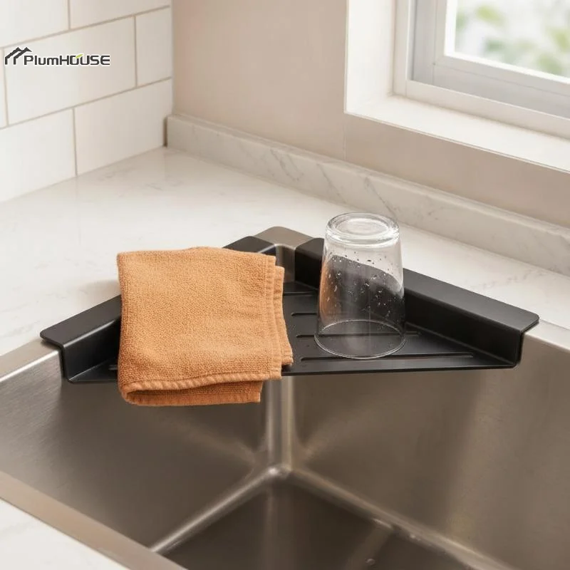 Kitchen Sink Corner Storage Rack With Quick Drainage Space Saving Design For Kitchen Sponges Scrubbers Use
