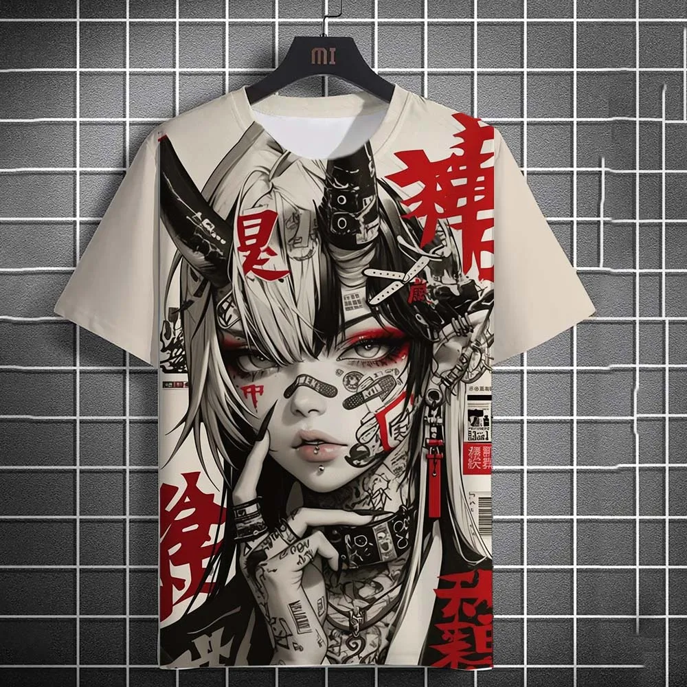 Fashion Men's T-shirt Cartoon Sexy samurai Girl graphic T shirts Summer Casual harajuku streetwear 3D Printed Hip Hop Unisex Top