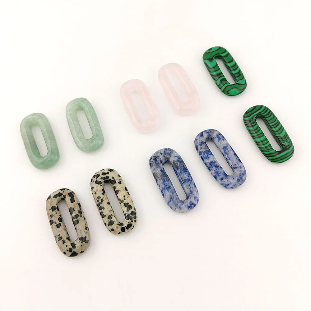 

HUIDANG Accessories For Jewelry Making Pink Green Blue Natural Stone Square Pendant