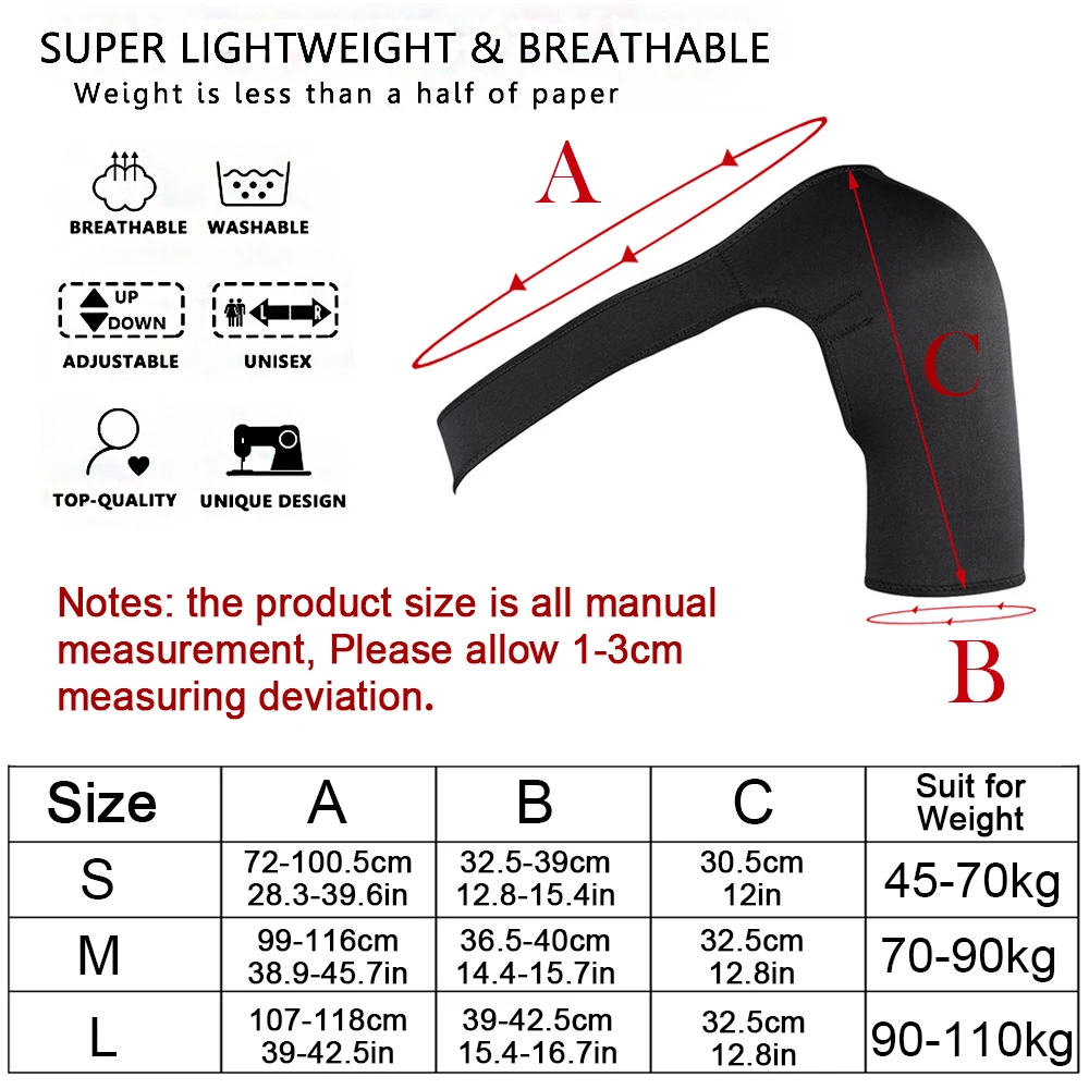 SPOSAFE Adjustable Gym Sports Care Single Shoulder Support Back Brace Guard Strap Wrap Belt Band Pads Black Bandage Men & Women