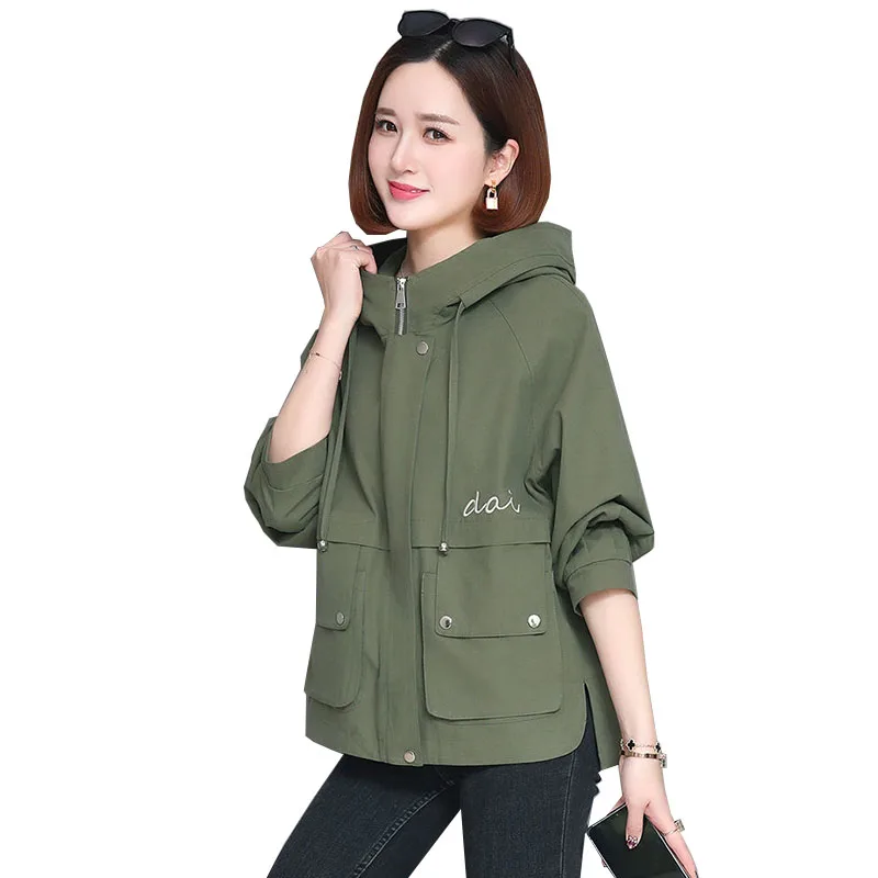 

Spring Autumn Women windbreaker Pop Nice Loose Korean Loose Coats Female Casual Tooling Outerwear Ladies Trench Coat Tops