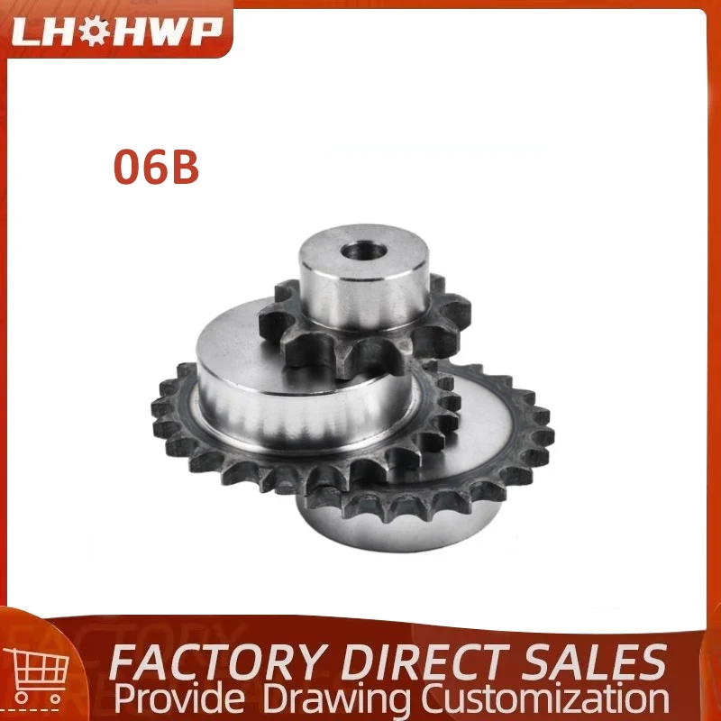 06B 3 Point Sprocket 11/13/14/15/16/17/18/19/20/21/22/23/24 Teeth Process Inner Hole 8/10/12mm 45# Steel Sprocket No Screw Hole