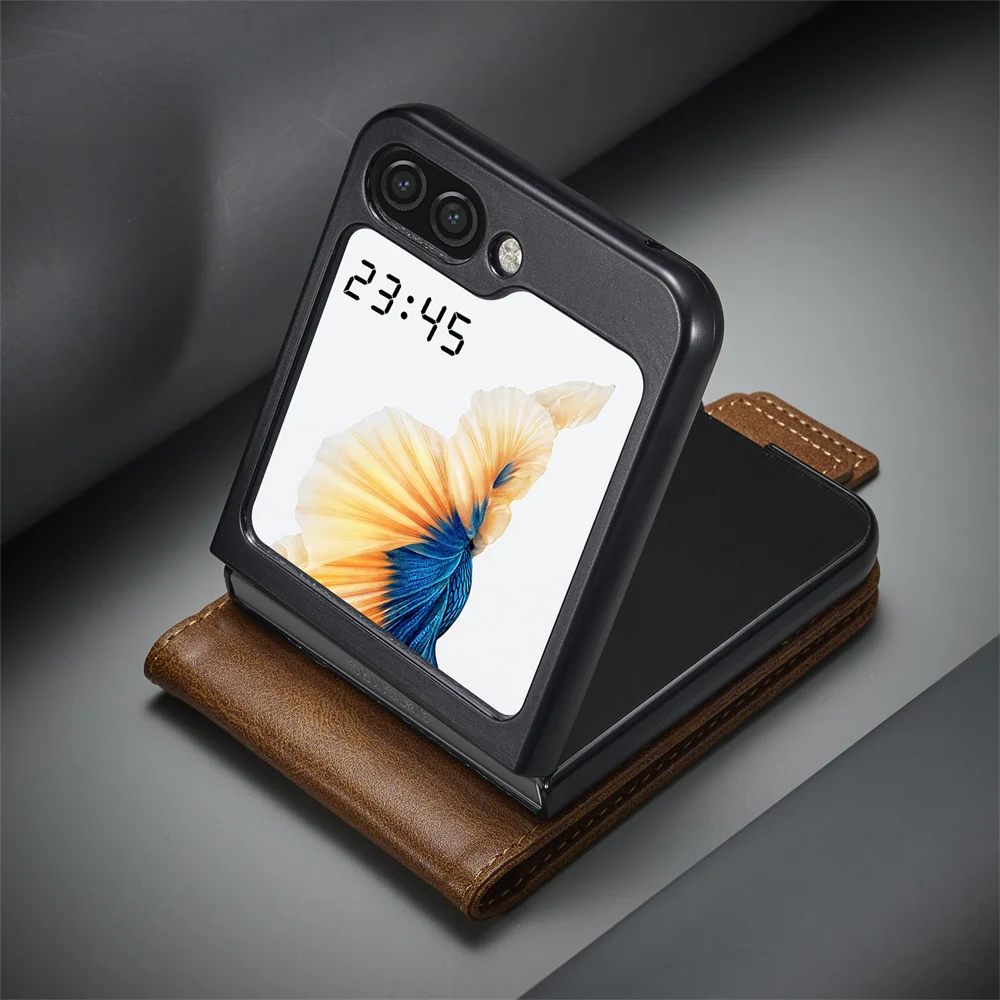 Funda de teléfono tipo billetera con bloqueo RFID, tarjetero para Samsung Galaxy Z Flip 7 6 5 4 3 Flip7 Flip6 Flip5 Flip4 Flip3 5G