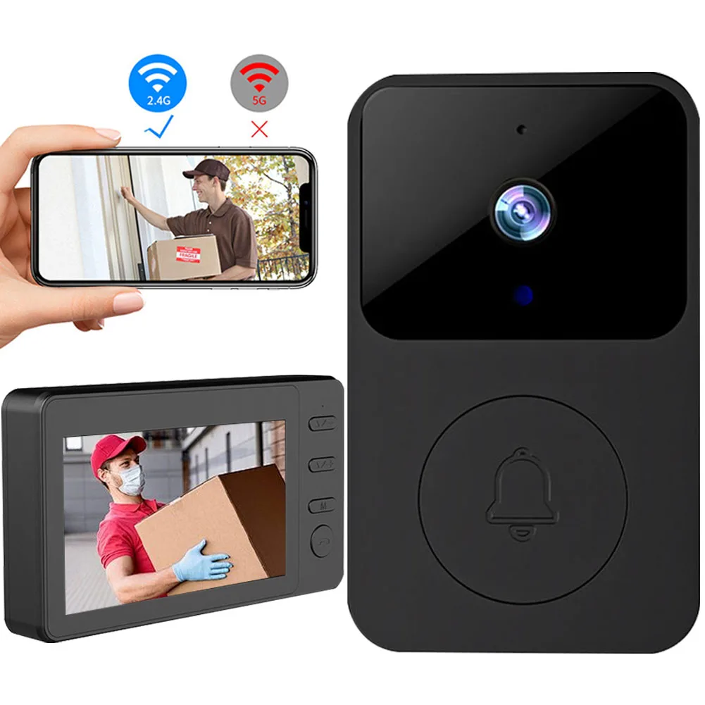 Wireless WiFi Video Doorbell Intercom System Video Intercom System IR Night Vision Two-Way Audio for Villa Home Office Apartment