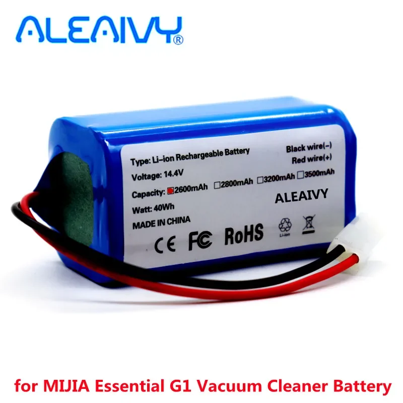 Aleaivy 14.4v 2600mAh Rechargeable Li-ion Batteries for MIJIA Mi Robot Vacuum-Mop Essential G1 Vacuum Cleaner 18650 Battery Pack