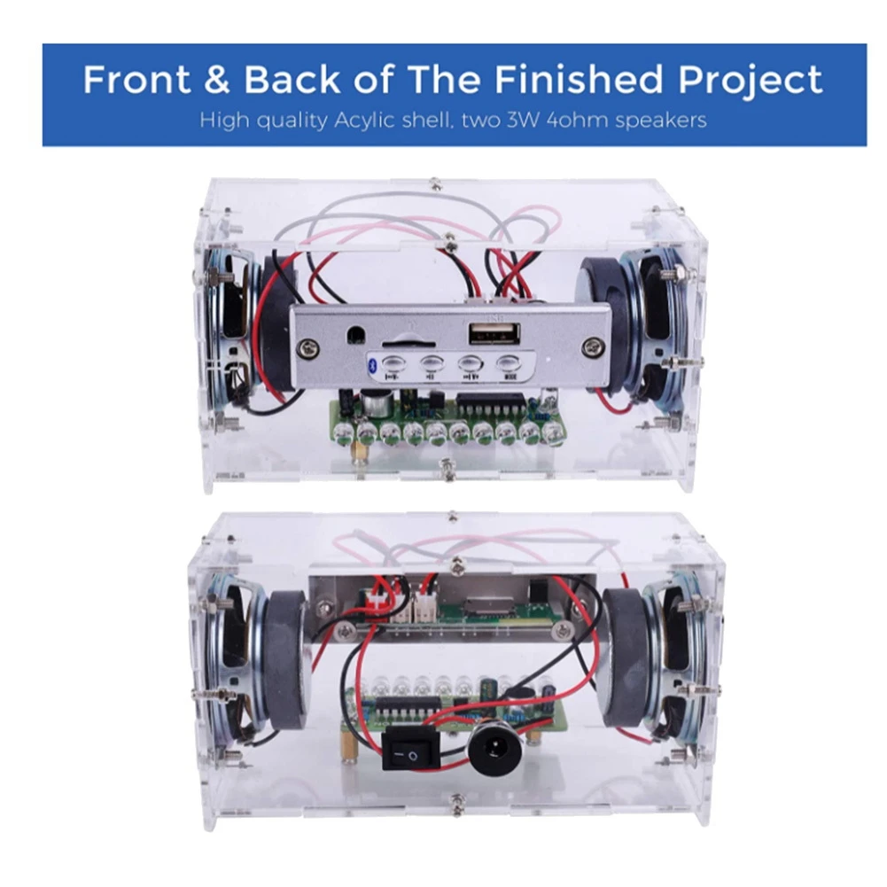 DIY Bluetooth Speaker Kit with LED Flashing Light Soldering Project USB Mini Home Stereo Sound Amplifier DIY Kits