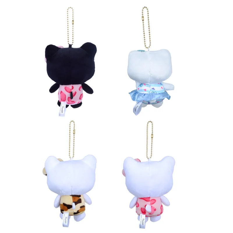 Olá kitty leopardo impressão brinquedos de pelúcia kawaii mochila pingente chaveiro acessórios menina aniversário criativo presentes periféricos