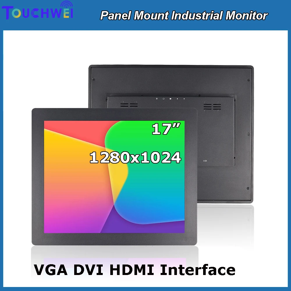 

17-дюймовый промышленный дисплей 1280*1024 VGA DVI для сенсорного экрана HDMI, монитор для крепления на панели для банкомата KIOSK