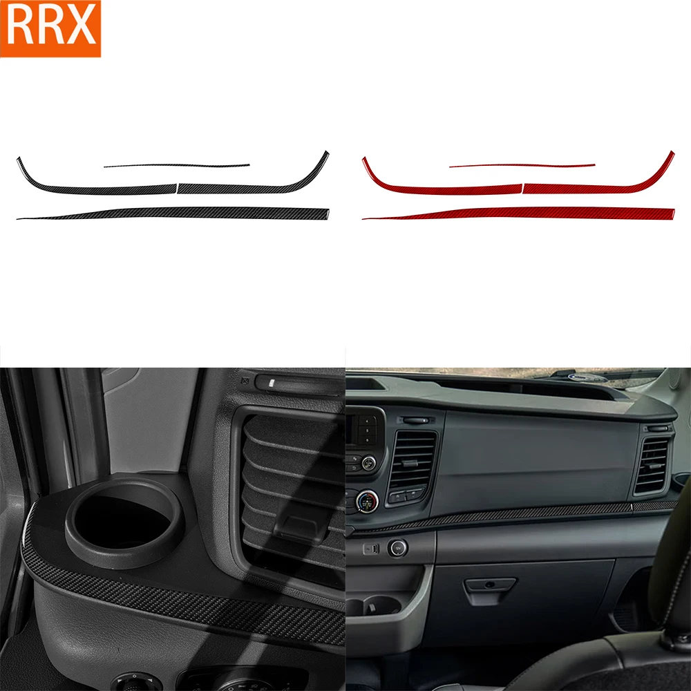 For Ford Transit 350 2024-2025 Real Carbon Fiber Stickers Dashboard Center Panel strip Car Accessories Interior decorative