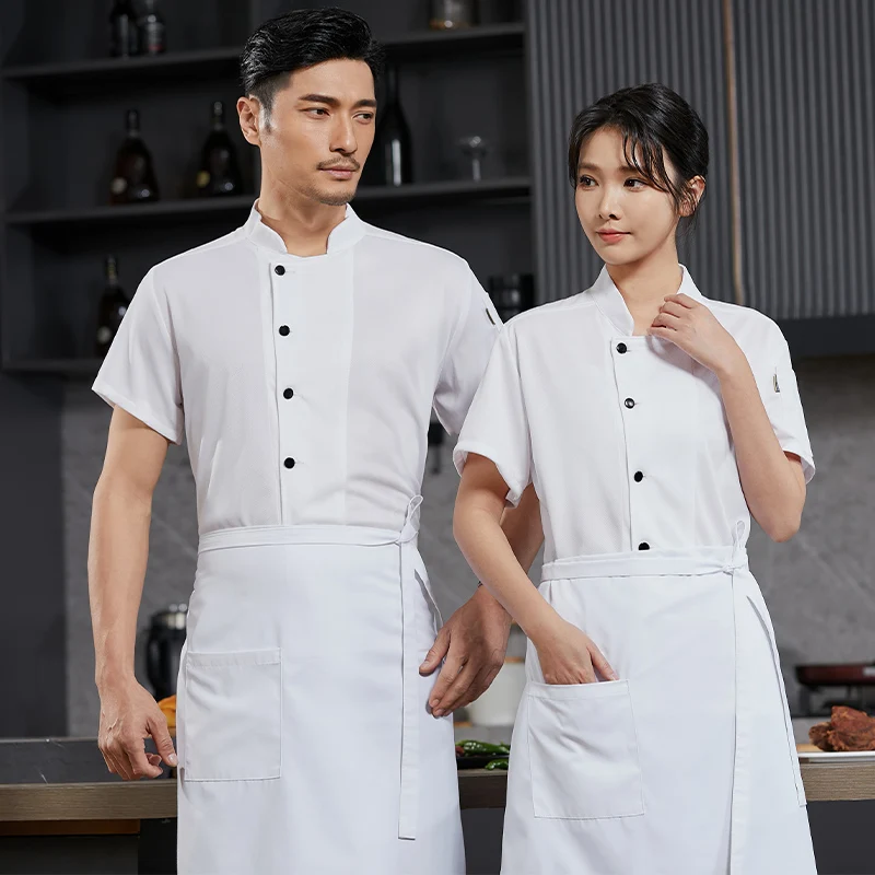 360 ° Tenue de Restaurant respirante, chemise de travail de cuisine, veste de Chef à manches courtes pour hommes et femmes, uniforme de cuisine de Service alimentaire