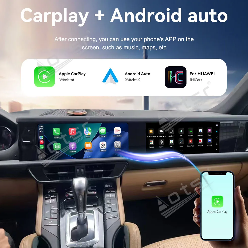 

For Porsche Cayenne 2011-2017 Upgrade 2025 24.6" Dual Screen Android14 Car Radio Multimedia Player Wireless CarPlay Android Auto