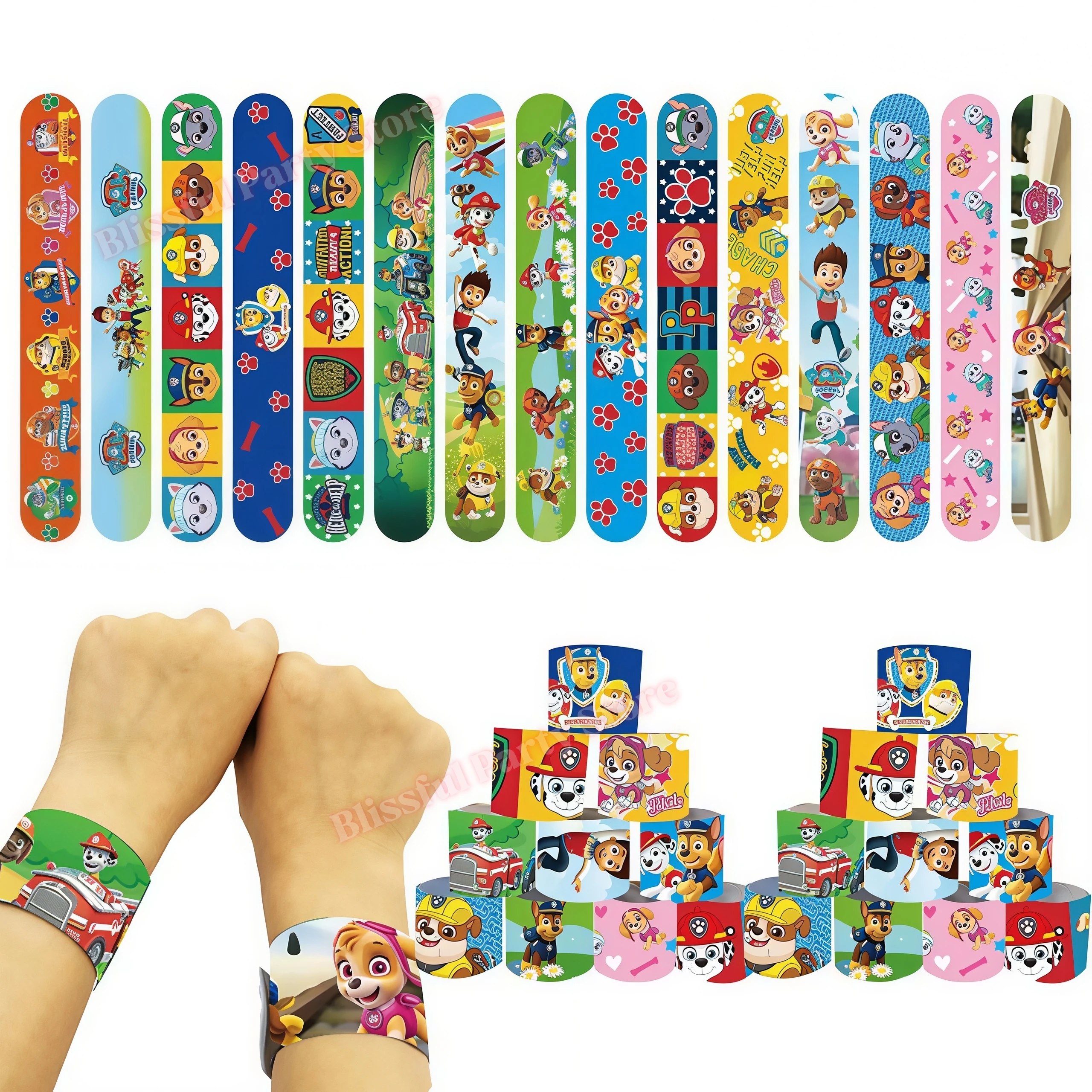 Paws Patrol Party Favors Slap Bracelet Stamps Stickers Gift Bag Fillers School Rewards Birthday Souvenirs Decoration Supplies - view 4