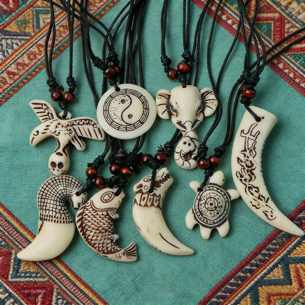 10/20Pcs/Lot New Retro Wooden Turtle Animal Necklace Adjustable Rope Men Women Sweater Chain Dress Coat Match Daily Gift Jewelry