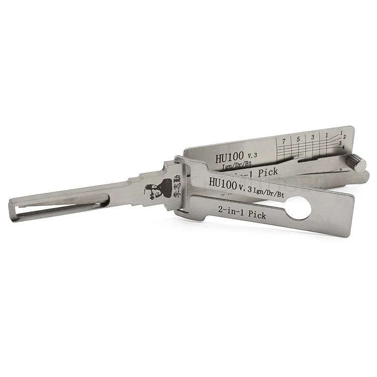 1PCS For Lishi Picks Picking HU100 2 In1 Locksmith Tools Decoder Hooks Topolines To Open Locks