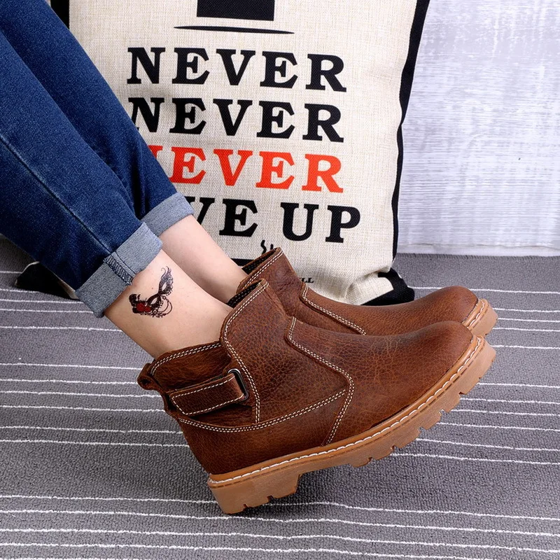 Vintage Leather Boots for Women and Men - Outdoor Cowhide Ankle Boots for Couples