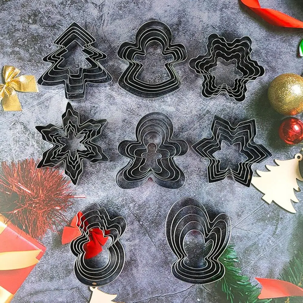 Fondant Santa Claus Stainless Steel Gingerbread Man Snowflake Cookie Cutters Set Christmas Decor Biscuit Mold Baking Tools
