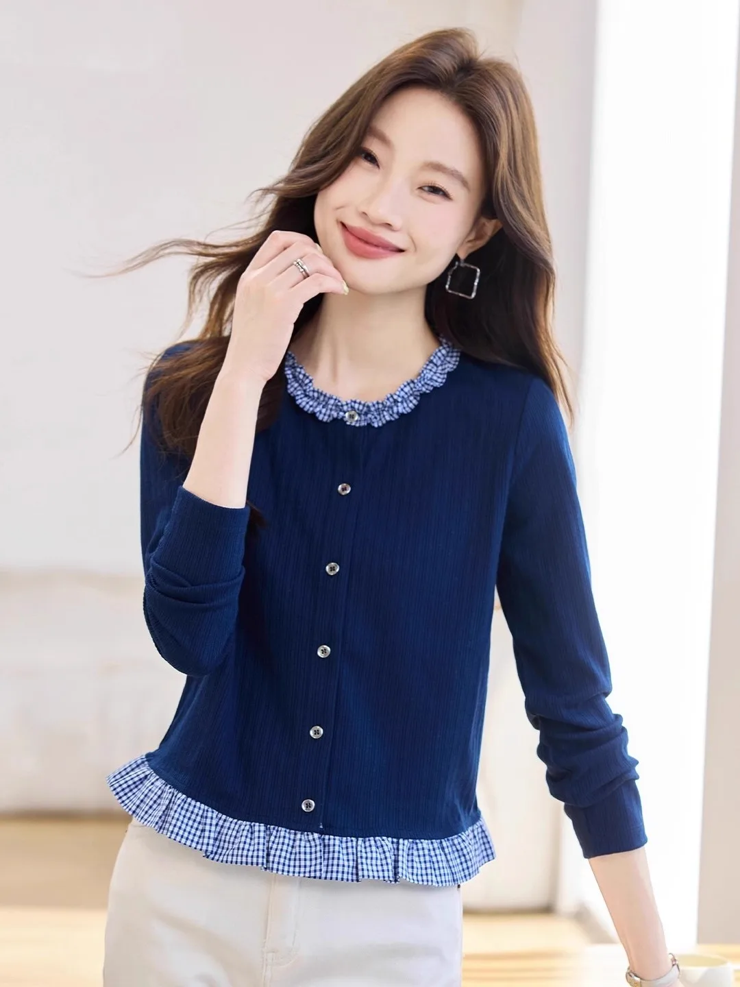 

Wooden ort Knitted Open Cardigan Women's Faion Outerwear Thin Sweater Jaet Fake Two-Piece Sle Autumn Winter New ...