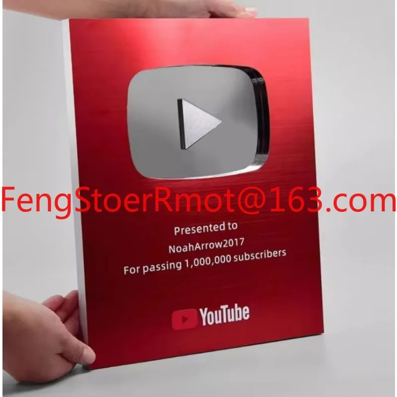 For Play Button Award UV Printing Graphics Metal Shield Trophy