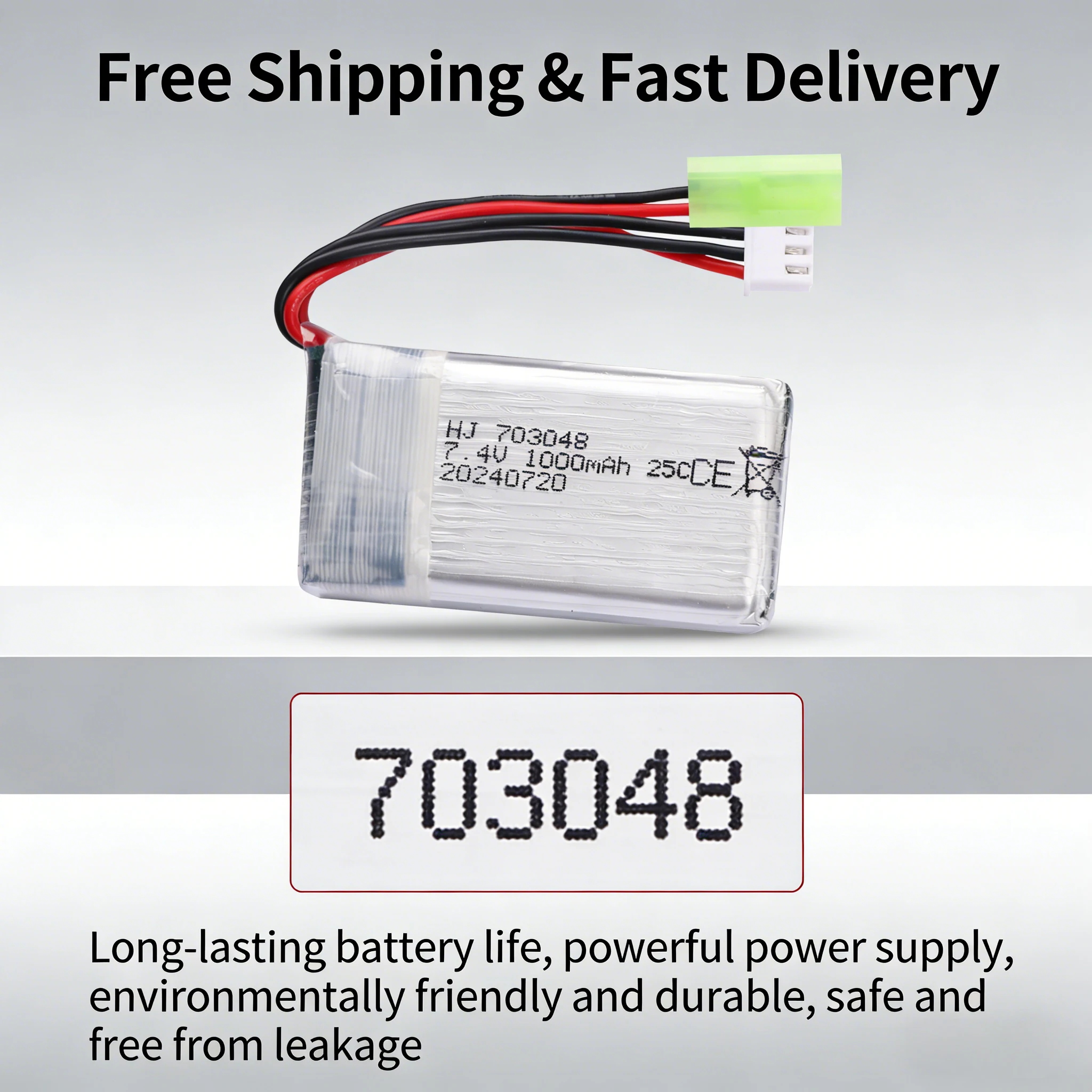 

Small Tamiya Plug 7.4V 1000mAh 2S 703048 Rechargeable Li-Po Battery for RC Toys Cars Tanks Boats Guns Hobby Parts