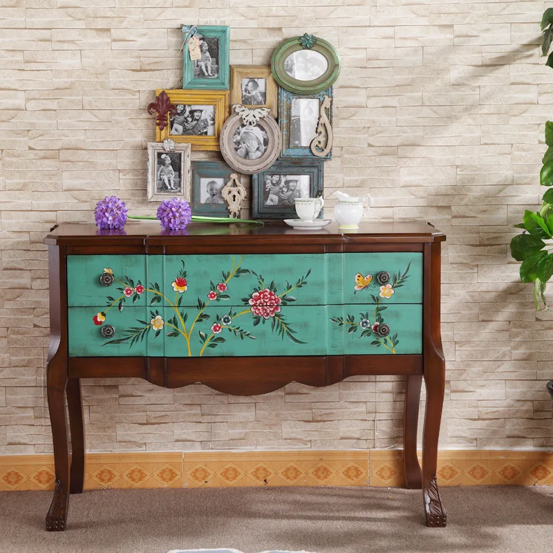 

1.2 meters entrance dining side foyer decorative entrance table retro art hand-painted