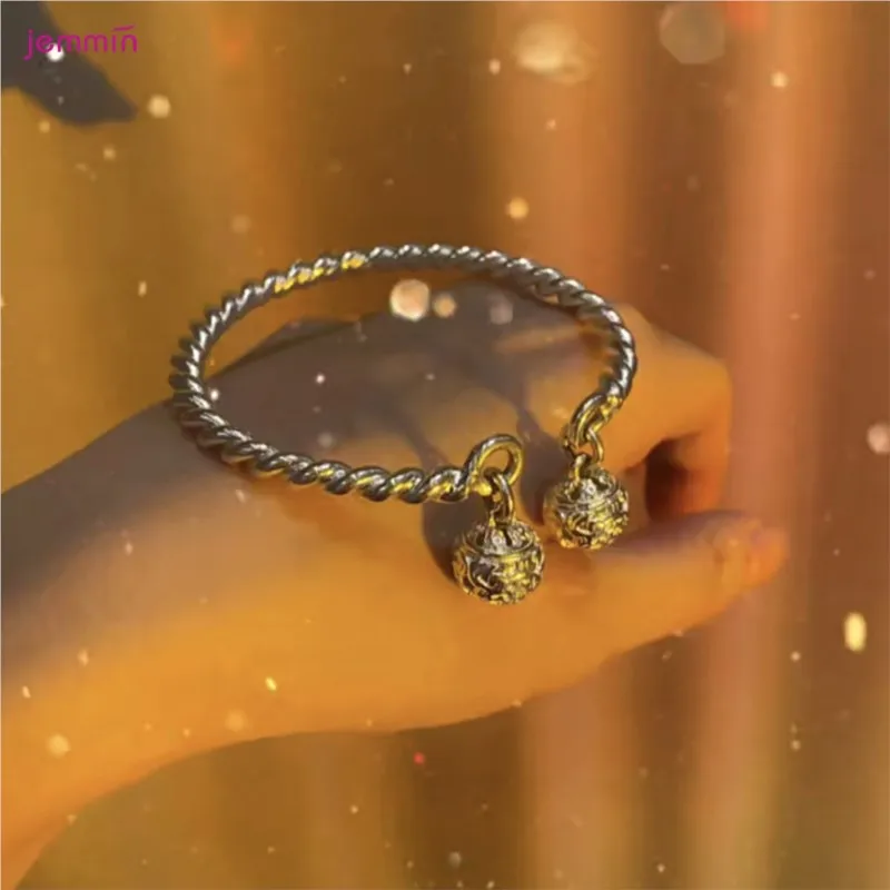 

100% натуральная стерлингового серебра 925 пробы, пеньковая веревка, шарики, геометрический браслет для женщин и девочек, ювелирные изделия, подарок для девочек