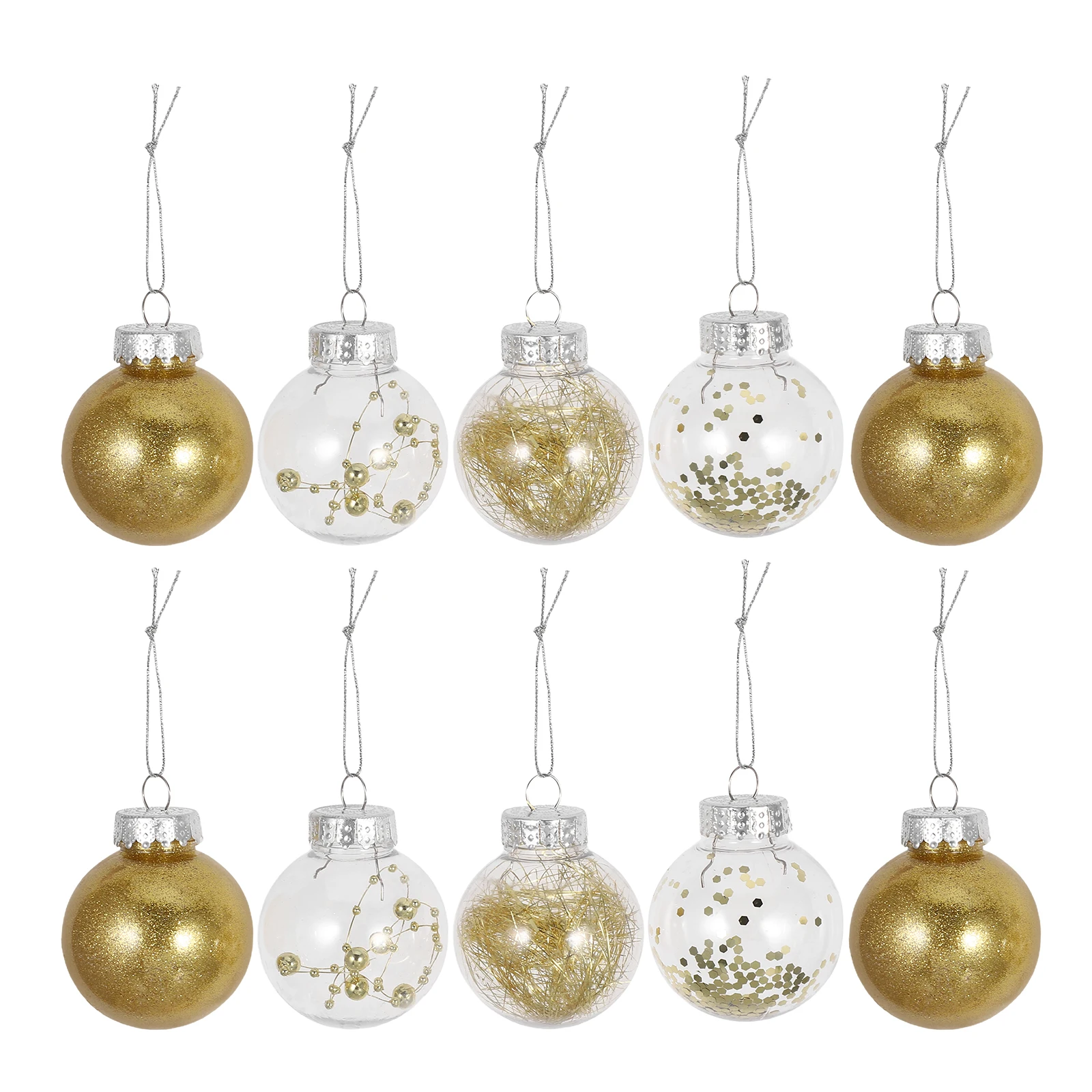 

24pcs Christmas Ball Decoration Hanging Ornaments Clear Plastic Sphere Baubles Festive Tree Decorations Golden Mini Globe