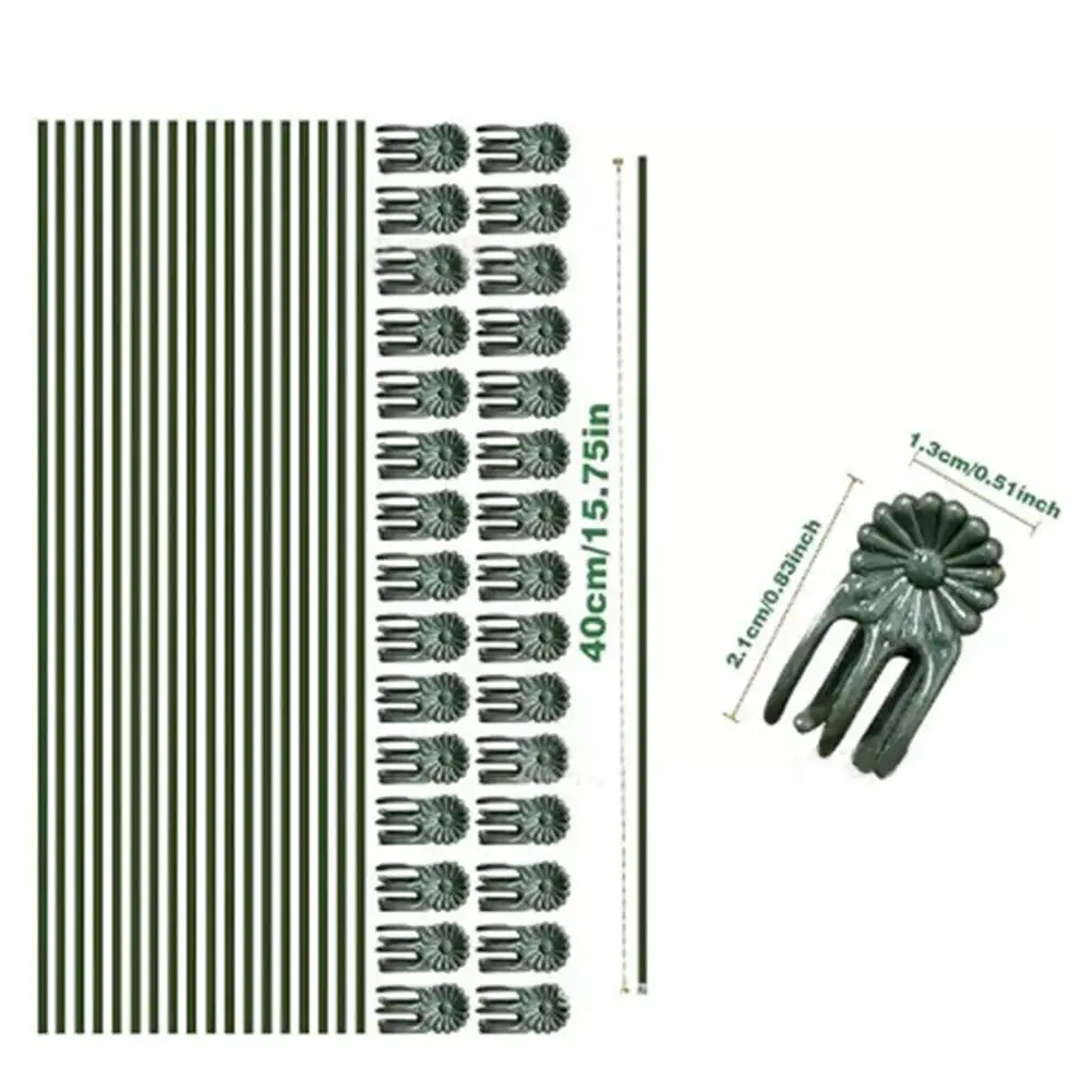 Orchid and Plant Support Kit 50 pcs 20 Flexible Clips Plus 30 Straight Stakes for Secure for stem Positioning and Light