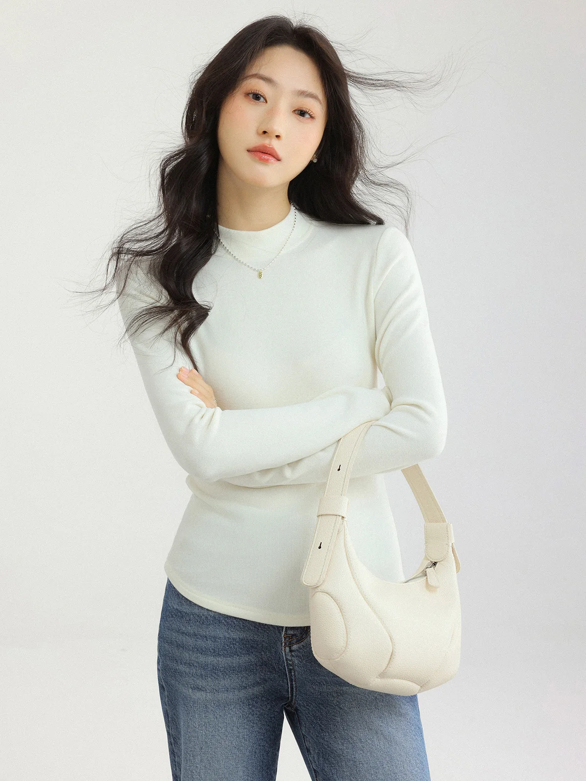 Femmes doux coupe ajustée T-Shirt Stretch à manches longues haut superposition maillot de corps automne hiver côtelé élastique T-Shirt pour bureau tenue décontracté