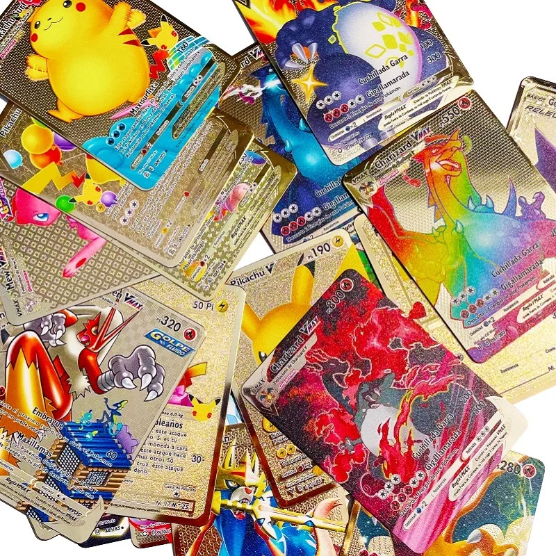 Spanische Pokemon-Metallkarten Charizard Pikachu Vmax Vstar Rayquaza GX Anime Goldene Pokemon-Sammelkarten – Detail 5