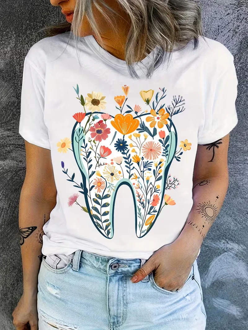 Dental Wildflower Print T-Shirt, Dental Squad T-Shirt, Dental Assistant T-Shirt, Dentist Group T-Shirt, Nature Lover T-Shirt