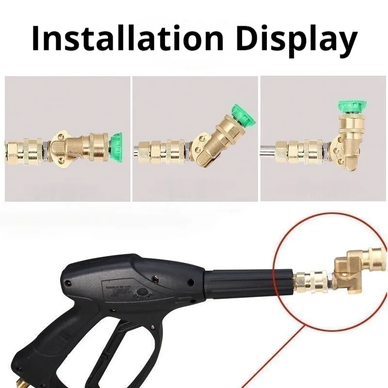 High Pressure Washer Quick Connect Adapter, 1/4" Brass Swivel Nozzle, 5 Angle 180° Rotating Head, 4500PSI Car Wash Tool image 4