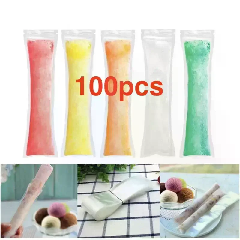 100pcs DIY Ice Popsicle Bag Cream Maker Mold Disposable Ice Mold Freezer Bag For Yogurt Sticks