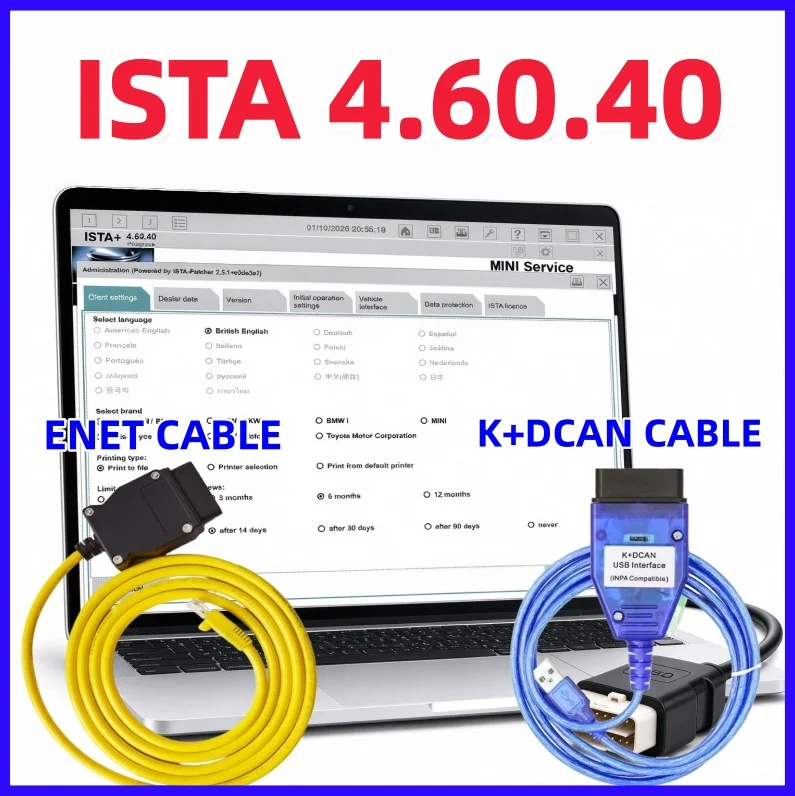Hot Car Accessories Tool Diagnostic Software ISTA 4.60.40 ICOM ENET K+Dcan OBD Cable with Full ISTA4.60.40 PSdZData