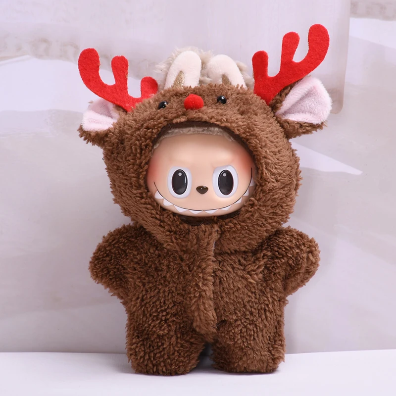 Labubu Doll Clothes Christmas Outfit Elk Costume Santa Costume Sweater Cute Doll New Year Clothes DIY Accessories Gifts No Doll