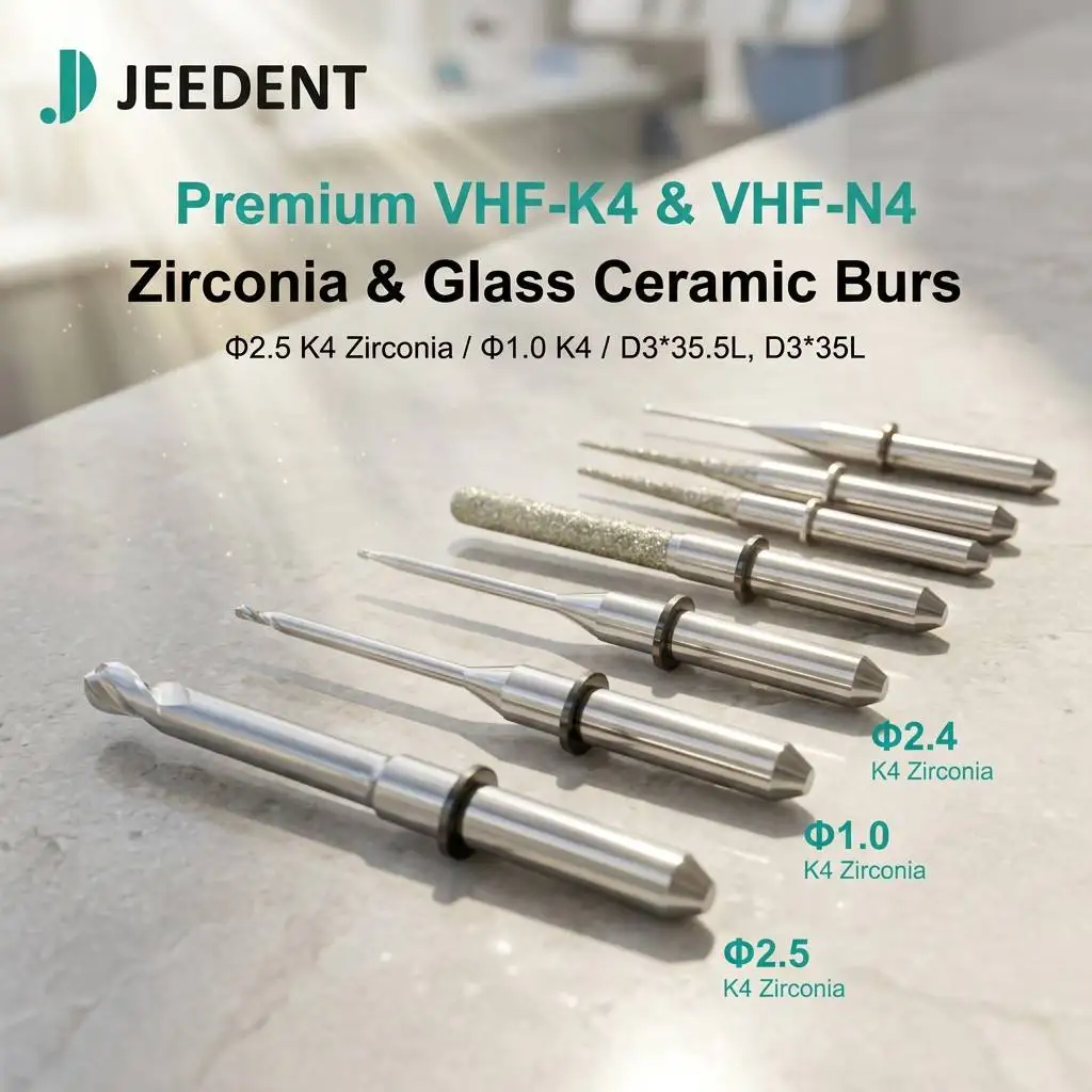 Dental Lab VHF K4 N4 Milling Burs for Zirconia Diamond Coated DC DLC Milling Tools High Precision 0.6mm 1.0mm 2.0mm