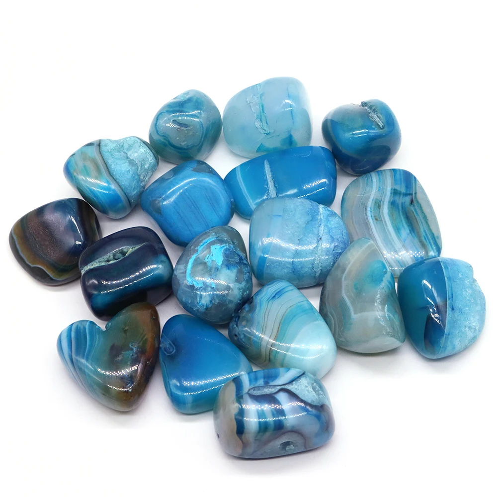 Blue Striped Agate Stone Crystal Gemstone Collectibles Rock Mineral Specimen Healing Stone Home Room Decoration for Fish Tank