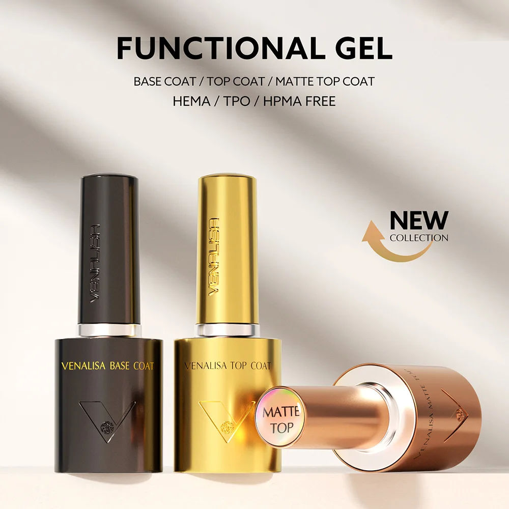 2/3pcs Venalisa Super Glossy Diamond Top Coat 10ml Hema/TPO Free Soak Off UV LED Long Wear Anti-Yellow No-Sticky Matt Top Coat