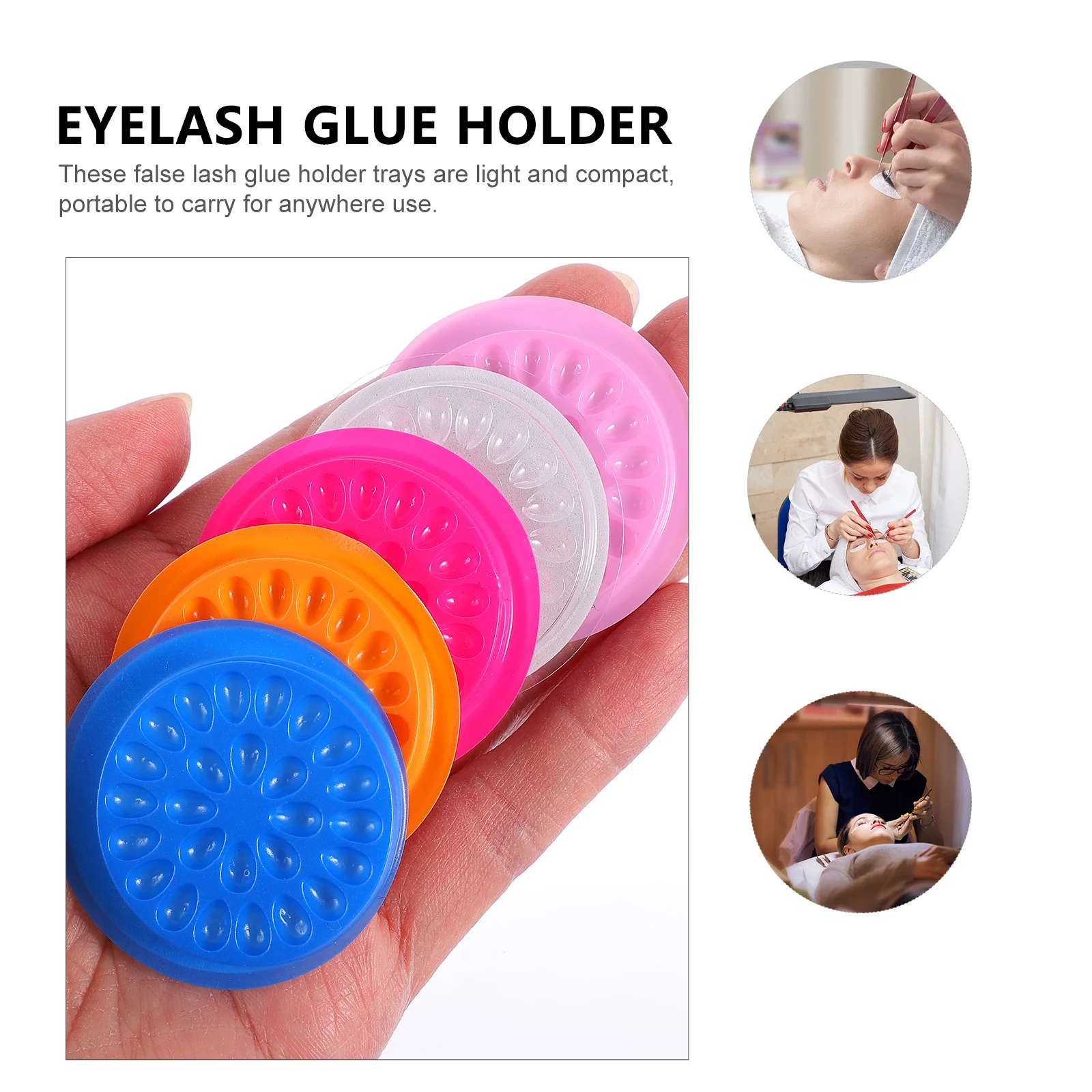 20 pçs suporte de almofada de cola de cílios compacto portátil bandeja de extensão de cílios para ligação de tinta de pigmento ferramenta organizadora de cílios postiços