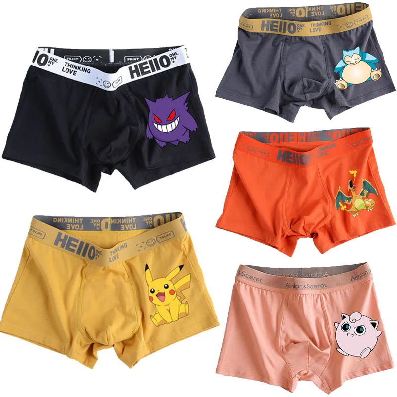 

Pokemon Gengar Pikachu Mens Underwear Male Boxers Cotton Anime Prints Fashion New Style Softness Boys Catton Panties Boxershorts