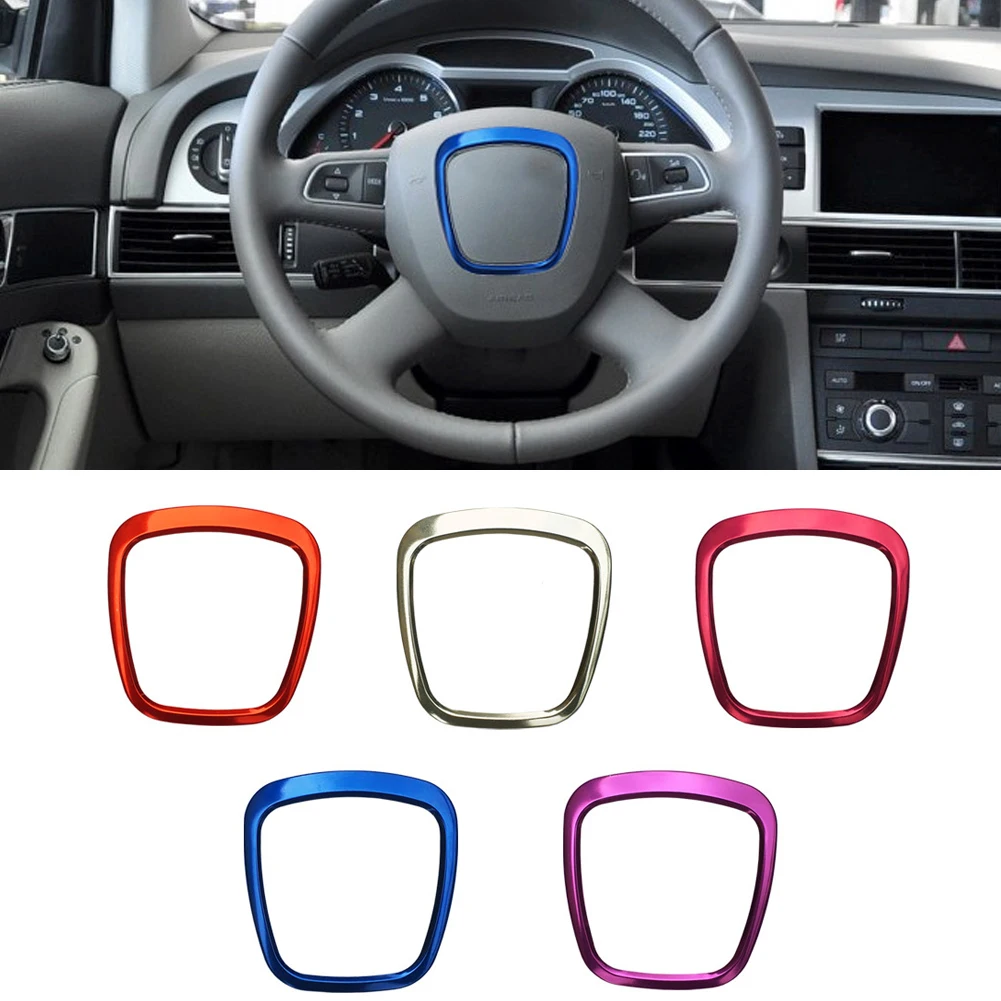 لأودي A4 B6 B7 B8 A6 C6 A5 Q7 Q5 A3 8P S3 8v اكسسوارات السيارات عجلة توجيه سيارة مركز الشعار يغطي ملصقات الكسوة الداخلية #2