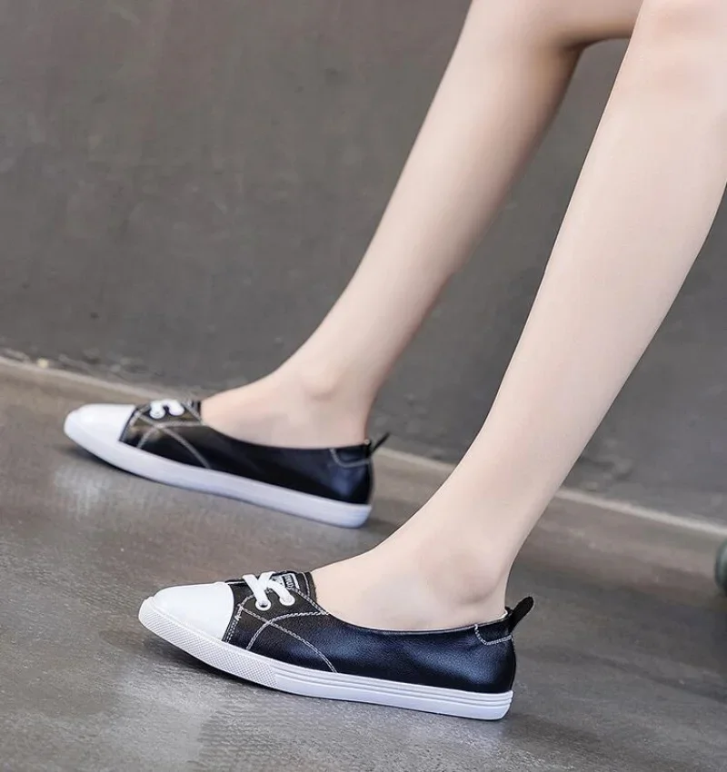 

2025 г., женские белые туфли из натуральной кожи для студентов, корейская повседневная вулканизированная обувь на плоской подошве и платформе со шнуровкой