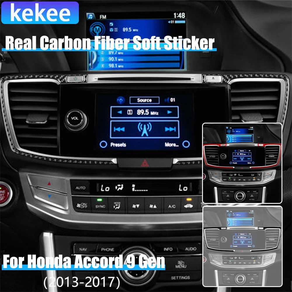 

Real Carbon Fiber Car Accessories Center Console Air Vent Frame Cover Soft Sticker for Honda Accord 9th Gen 2014 2015 2016 2017