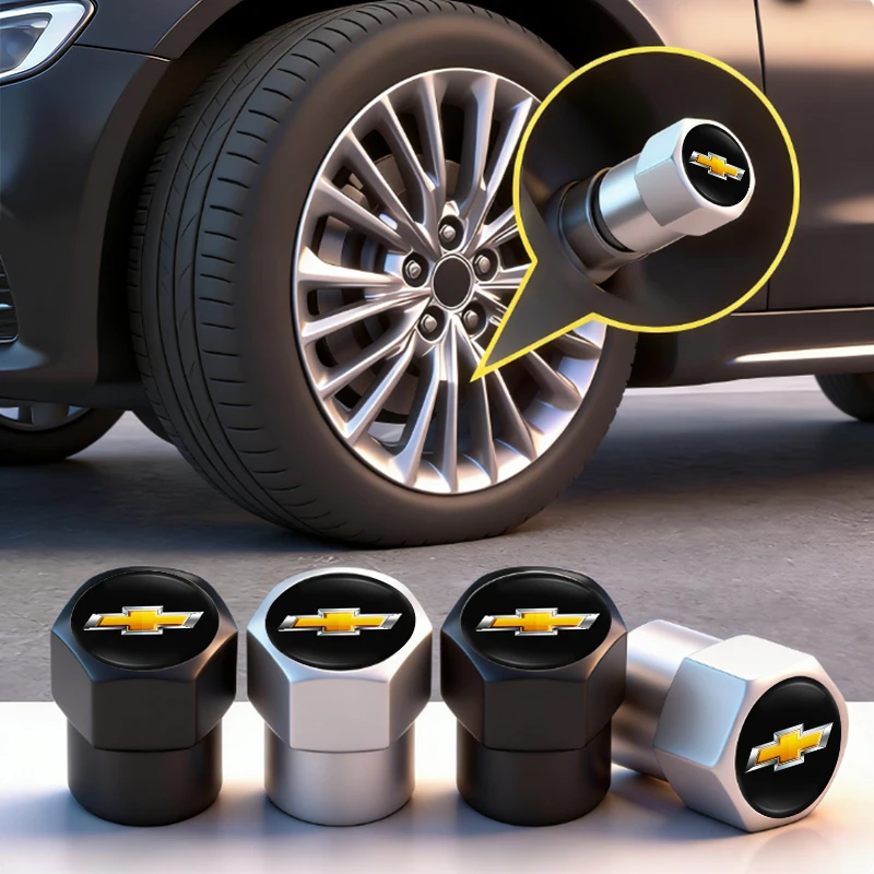 Novos 4 Peças de Tampas de Válvula de Pneu para Carro, Acessórios de Reequipamento para Chevrolet Silverado, Impala, Malibu, Equinox, Cruze, Camaro, Cavalier, Blazer