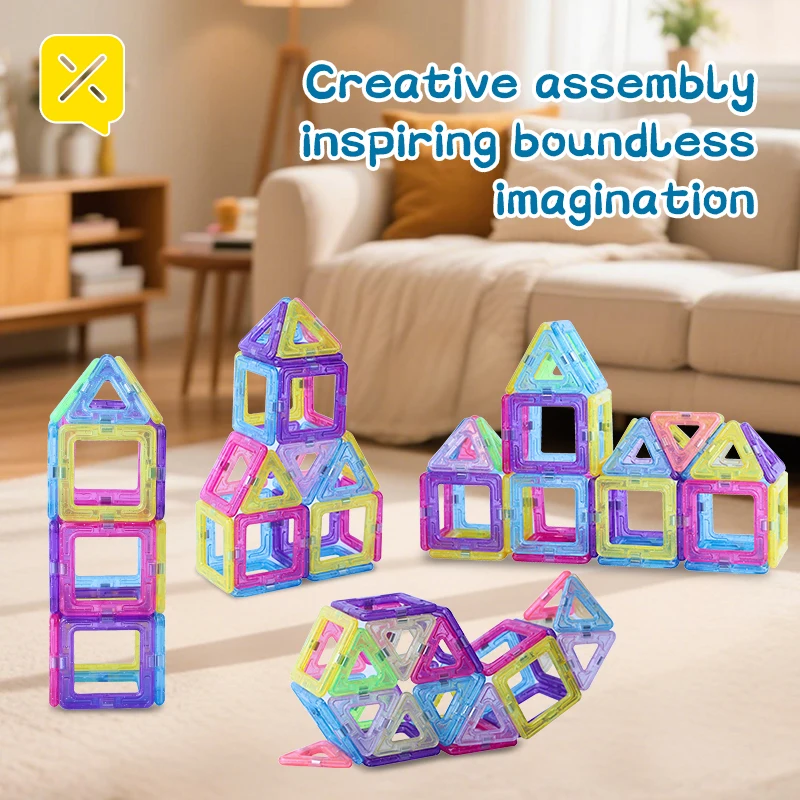KAVOWORLD Kids Magnetic Building Tiles Set Educational Toys Creative Construction Play Kit for Toddlers Boys Girls Birthday Gift