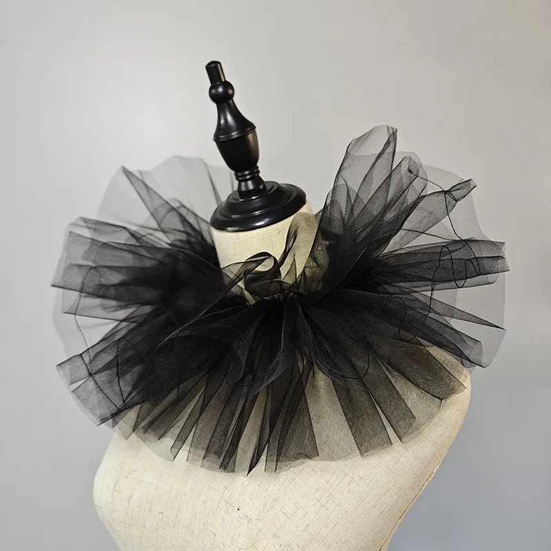 Halloween Clowns Chocker Soft Tulle Clown Collar Cosplay Stage Clown Neck Ruff Collars Victorian Ruffled Puff Mesh Fake Collar