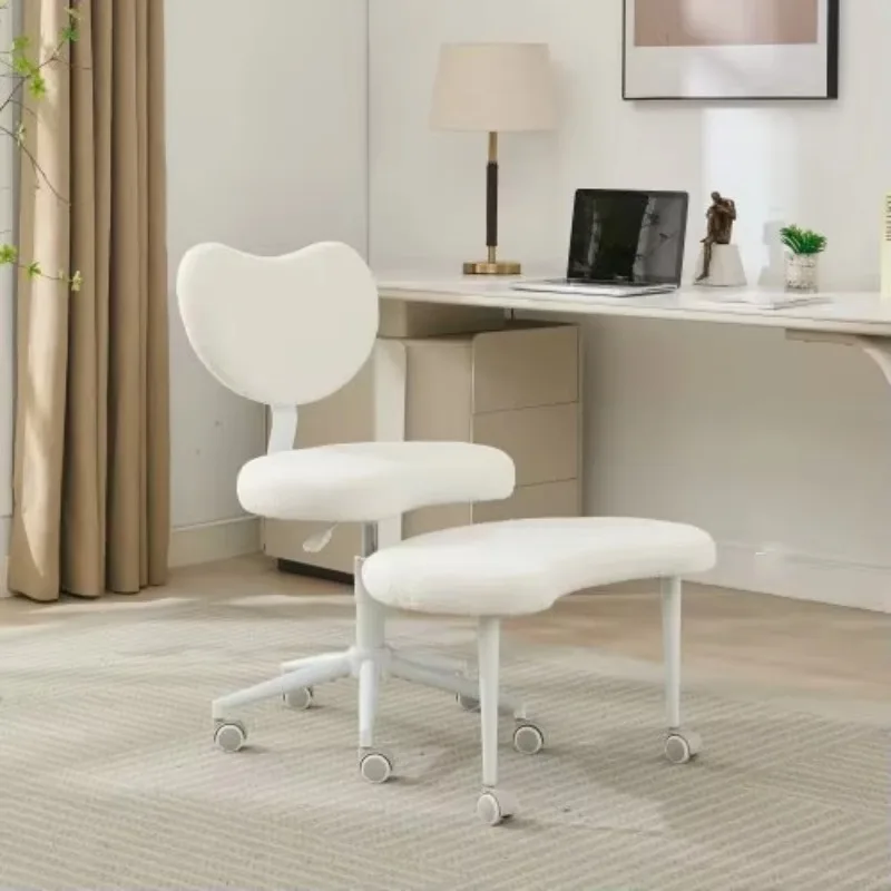 Cross-legged sitting meditation chair with wheels, rotating stool and lumbar support for home office use